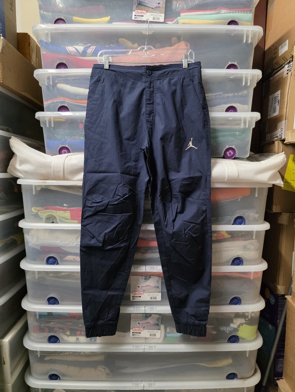 Jordan Nike Air Men's Navy Woven Jogger Pants Zip Pockets Sz 32 Reflective